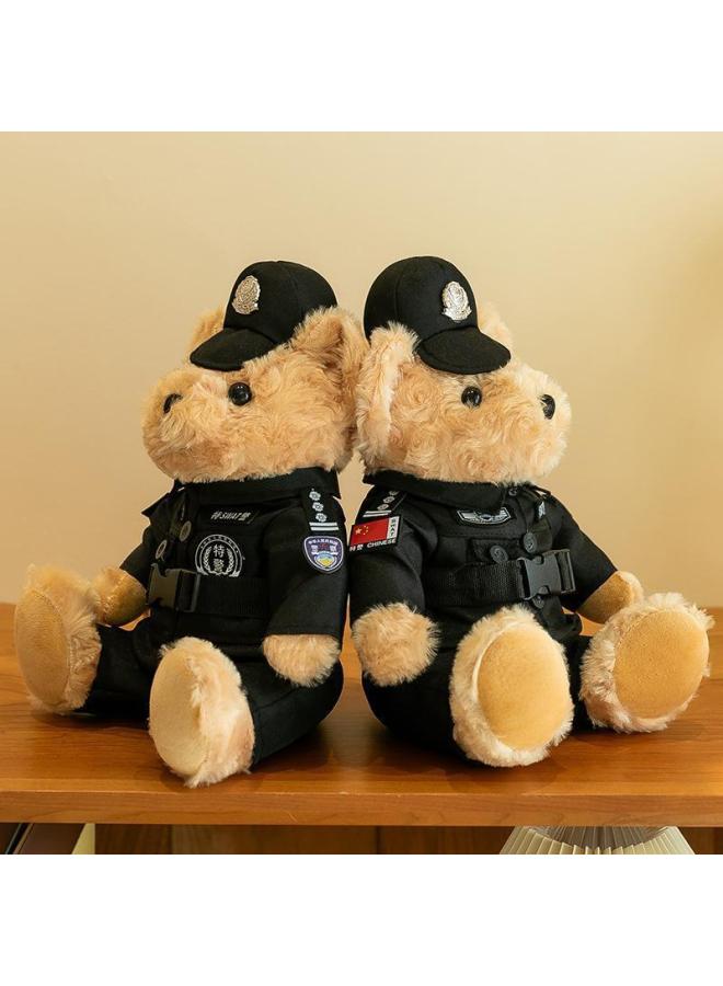 Police Corn Doll Special Police Bear Police Doll Doll Traffic Police Bear Police Souvenir Campaign Festival-Specifications:35cm Swat Bear -Color:Brown  - Image 2