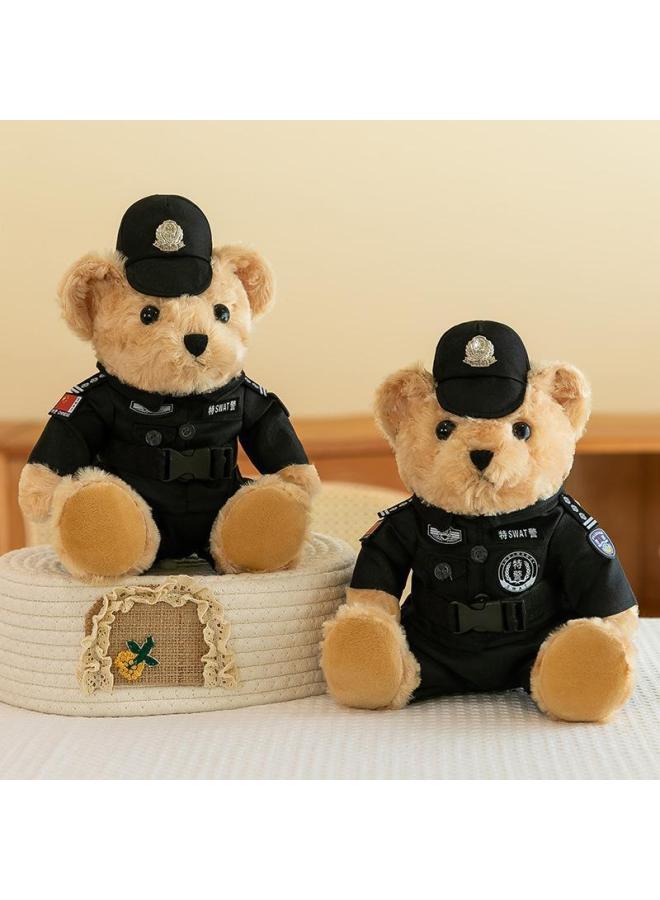 Police Corn Doll Special Police Bear Police Doll Doll Traffic Police Bear Police Souvenir Campaign Festival-Specifications:35cm Swat Bear -Color:Brown  - Image 1