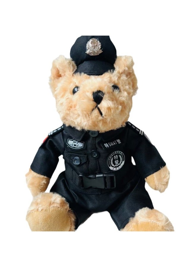 Police Corn Doll Special Police Bear Police Doll Doll Traffic Police Bear Police Souvenir Campaign Festival-Specifications:35cm Swat Bear -Color:Brown  - Image 5