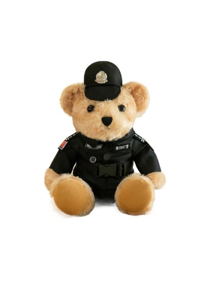 Police Corn Doll Special Police Bear Police Doll Doll Traffic Police Bear Police Souvenir Campaign Festival-Specifications:35cm Swat Bear -Color:Brown  - Image 4