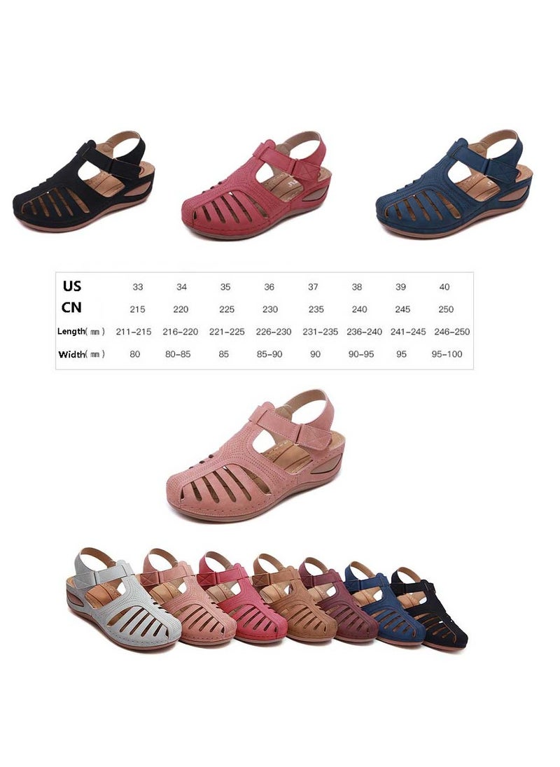 SIKETU - Summer Hollow Out Retro Wedge Sandals Red - Image 1