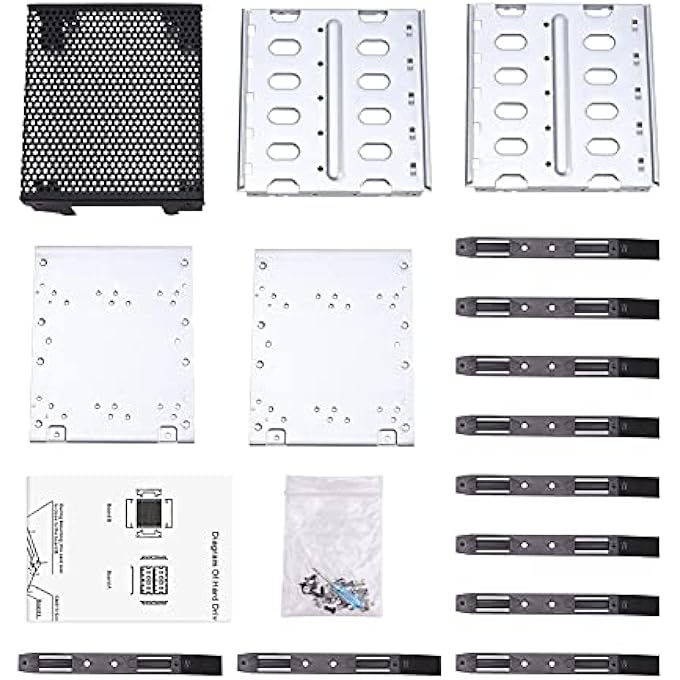 rayihni HARD DRIVE CAGE,GALVANIZED STEEL PLATE + ABS PLASTIC CAGE HARD DRIVE TRAY RACK WITH FAN SPACE,ADAPTER RACK BRACKET FOR COMPUTER SATA 5.25IN TO 5X 3.5 - Image 3