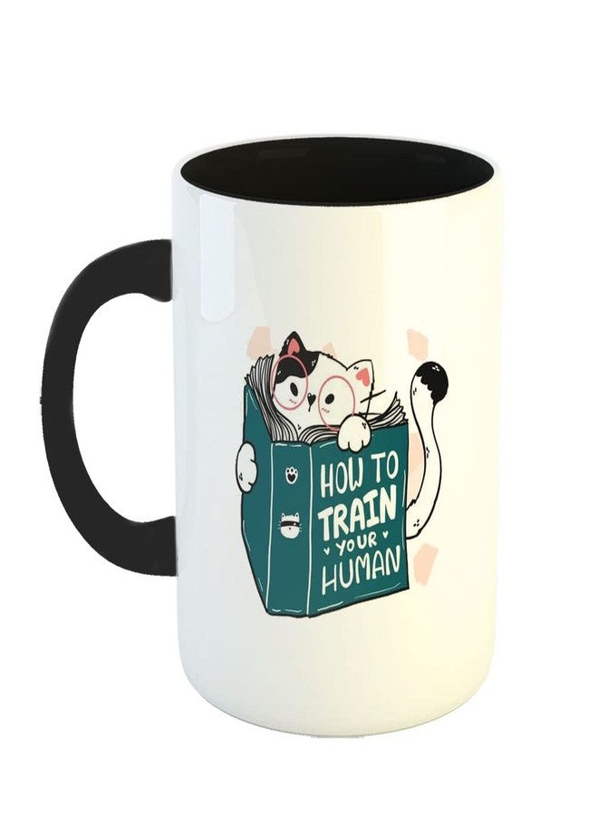 YaaNaa - Printed Coffee Mug, Cat Theme - Cat Reading1, Gift for Cat Lovers, Gift for Pet Lovers, Birthday Gift, Christmas Gift, Gift for Mother|Sister, R2195-BK - Image 1