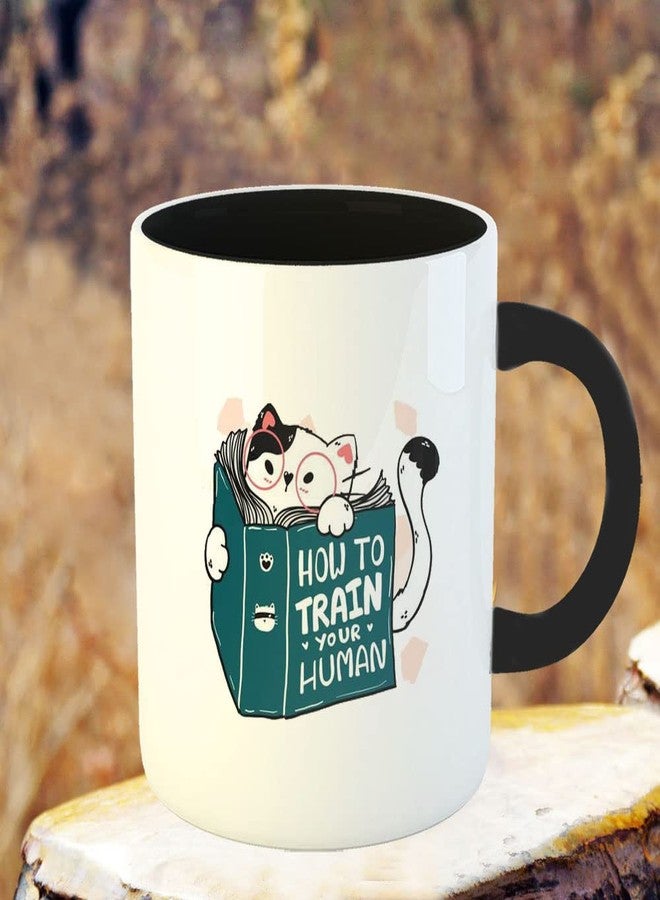 YaaNaa - Printed Coffee Mug, Cat Theme - Cat Reading1, Gift for Cat Lovers, Gift for Pet Lovers, Birthday Gift, Christmas Gift, Gift for Mother|Sister, R2195-BK - Image 3