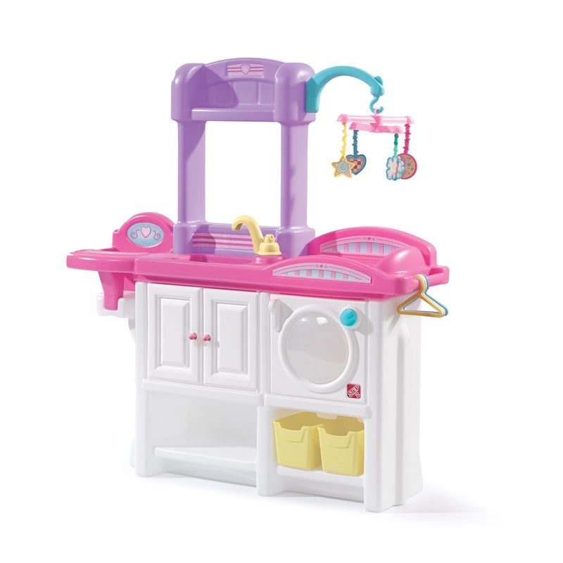 Step2 Love & Care Deluxe Baby Doll Nursery Playset for Kids, Compact Changing Station & Crib, Made of Durable Plastic, Includes Toy Accessories, For Toddlers 2-6 Years Old, Pink - Image 1