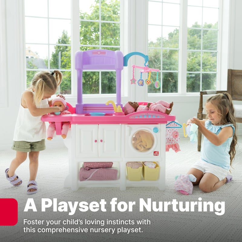 Step2 Love & Care Deluxe Baby Doll Nursery Playset for Kids, Compact Changing Station & Crib, Made of Durable Plastic, Includes Toy Accessories, For Toddlers 2-6 Years Old, Pink - Image 3