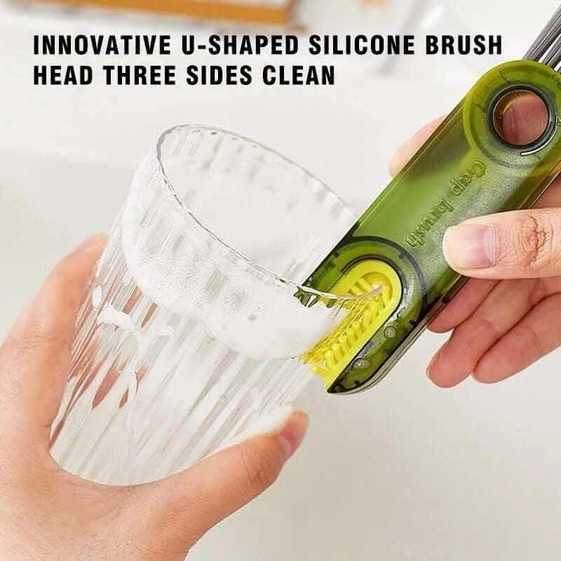 Plastic 1Pcs 3in1 Cup Lid Cleaner Brush Set Multifunctional Mini Cup Bottle Cleaning Brush Cup Cover Lid Cleaner Kitchen Washing Tool Mini Cleaner for Travel and Home  - Image 2