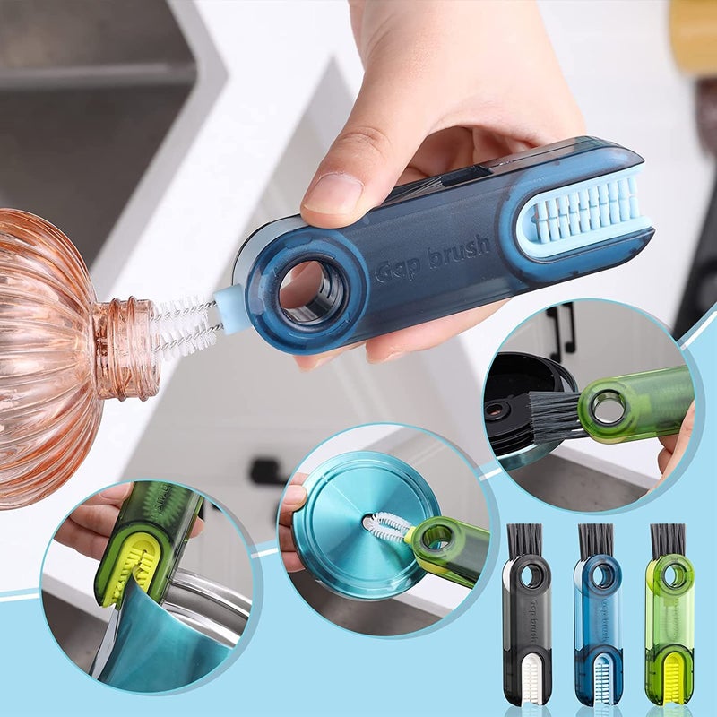 Plastic 1Pcs 3in1 Cup Lid Cleaner Brush Set Multifunctional Mini Cup Bottle Cleaning Brush Cup Cover Lid Cleaner Kitchen Washing Tool Mini Cleaner for Travel and Home  - Image 5