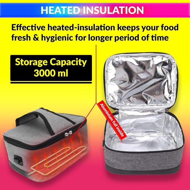 amiciCare Cloth Electric Portable Heating Lunch Bag - USB Powered Bag for Reheating Cooked Meal On-The-Go - Image 2