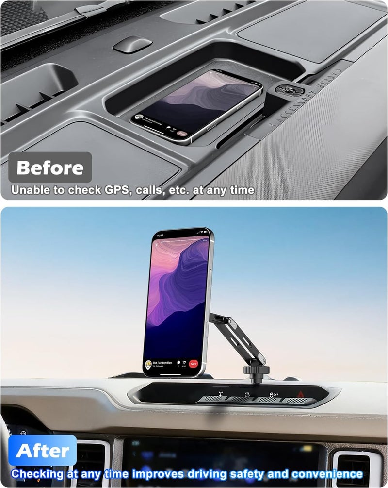 CloudValley Car Phone Mount for Ford Bronco 2021-2025 2/4 Door, MagSafe Compatible for iPhone 12-17 Series, 360° Adjustable, Strong Hold, Aluminum Alloy - Image 3