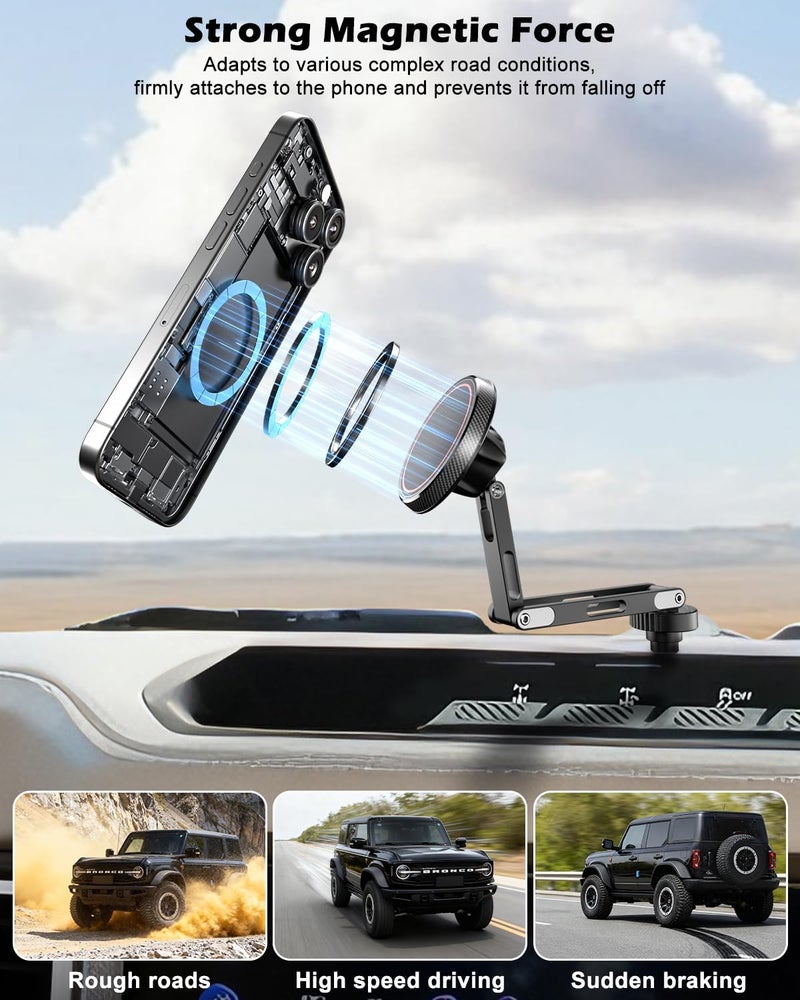 CloudValley Car Phone Mount for Ford Bronco 2021-2025 2/4 Door, MagSafe Compatible for iPhone 12-17 Series, 360° Adjustable, Strong Hold, Aluminum Alloy - Image 5