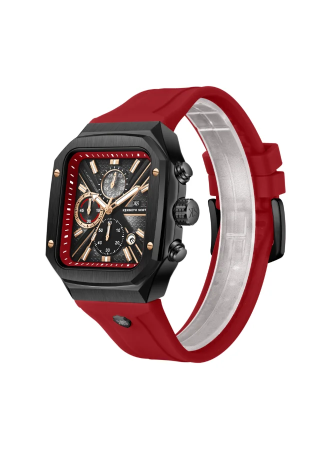 Kenneth Scott Men's Silicone Chronograph  Watch K26104-BSRB - 44 mm
