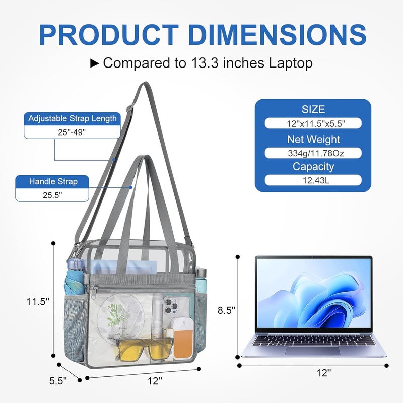 USPECLARE Clear Bag for Stadium Events,Transparent Bag for Work Sports Games Concerts Travel Gym - Image 2