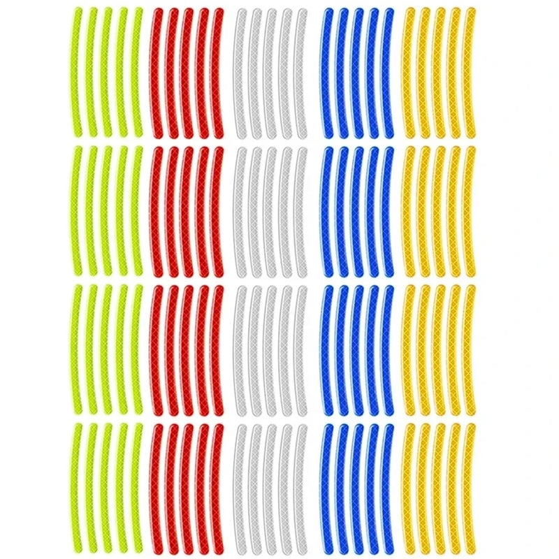 120Pcs Colorful Reflective Strips Car Motorcycle Wheel Hub Stickers Styling Decal Sticker Auto Moto Decor Decals Accessories(Multi) - Image 1