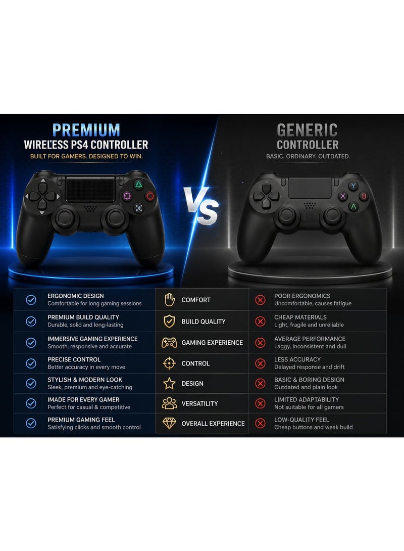 Wireless PS4 Game Controller - Bluetooth Gaming Controller with Dual Vibration, Touchpad, Motion Sensor, Built In Speaker, USB Rechargeable Gamepad - Image 5