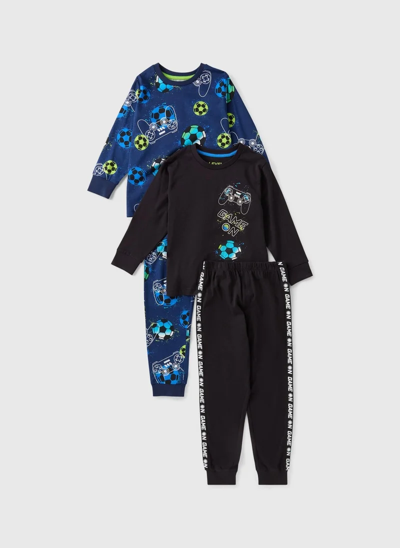 Matalan 2 Pack Boys Blue Football Pyjama Set