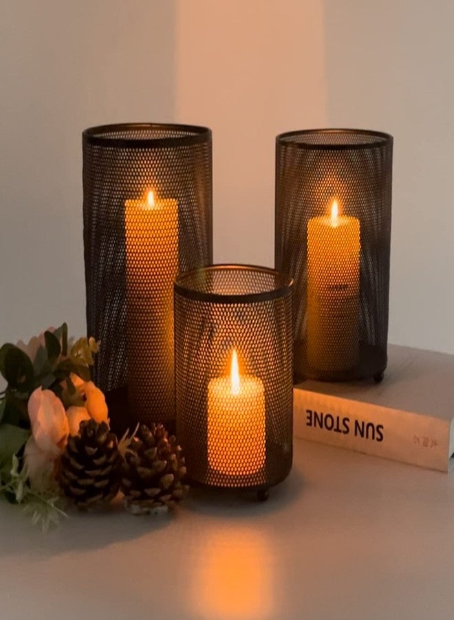 kolnlala Set of 3 Decorative Hurricane Votive Candle Holders . Candlestick for Vintage Style /Elegant Lantern Style Table Centerpiece - Accents for Weddings Functions and Home décor Room - Image 1