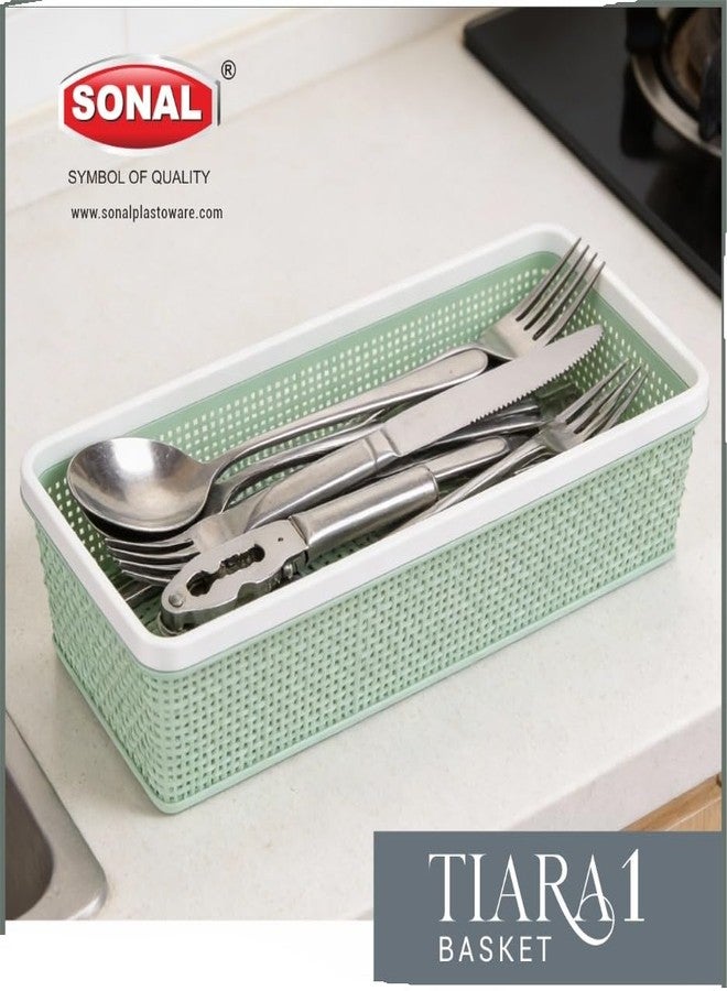 Sonal - Tiera-1 Plastic Storage Basket (3 Pcs) | Size : 23×9.5×5.7 cm | Durable Virgin Plastic | Multi-Purpose Organizer for Kitchen, Bathroom & Office (Tiera 1-Small (3 Pcs)) - Image 4