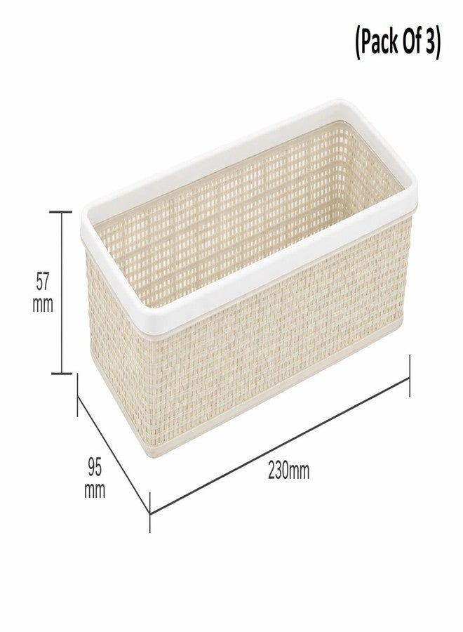 Sonal - Tiera-1 Plastic Storage Basket (3 Pcs) | Size : 23×9.5×5.7 cm | Durable Virgin Plastic | Multi-Purpose Organizer for Kitchen, Bathroom & Office (Tiera 1-Small (3 Pcs)) - Image 2