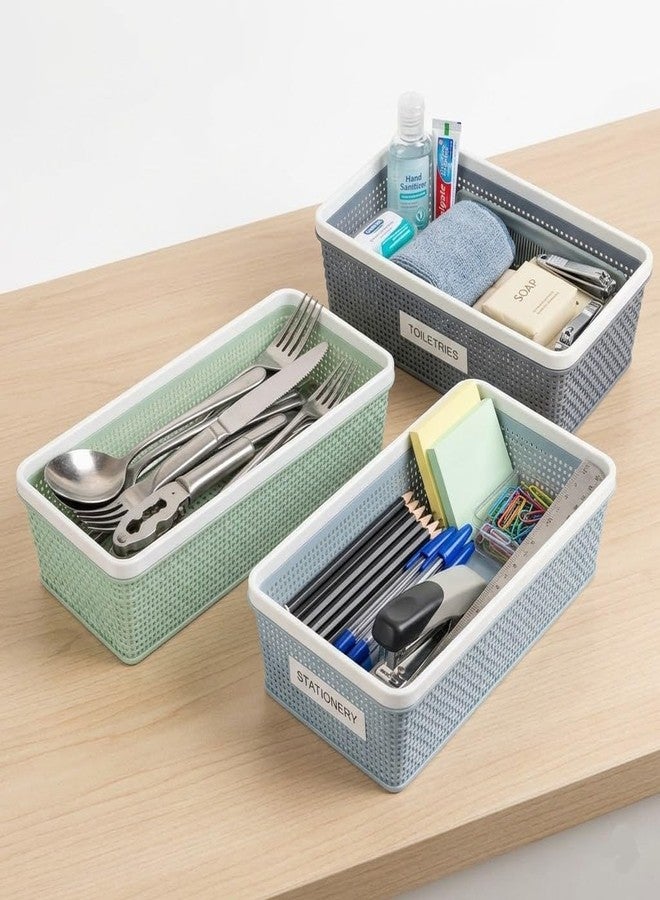 Sonal - Tiera-1 Plastic Storage Basket (3 Pcs) | Size : 23×9.5×5.7 cm | Durable Virgin Plastic | Multi-Purpose Organizer for Kitchen, Bathroom & Office (Tiera 1-Small (3 Pcs)) - Image 5