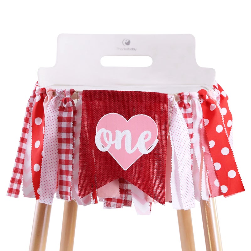 UOAOU Happy Valentineâ€™s Day High Chair Banner - Valentine First/1st Birthday Party Decorations,valentine Heart Birthday Highchairs Banner,valentine First Birthday One High Chair Banner,sweetheart 1st - Image 3