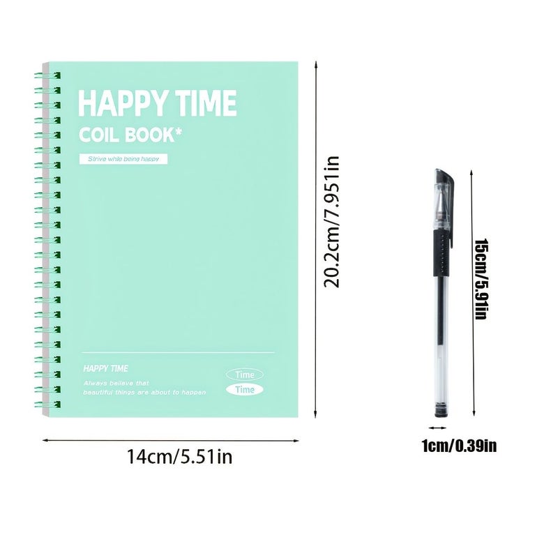3 Spiral Notebooks Set in Random Colors with 3 Pens Hardcover Removable Pages - Image 2