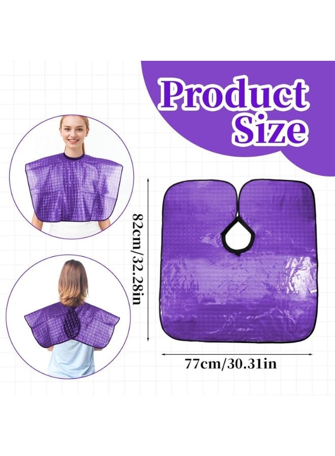 Professional Waterproof Hair Salon Cape, Purple Checkered Stain-Resistant Hairdressing Shawl with Elastic Neckline for Coloring, Cutting, Perming and Styling - Image 2
