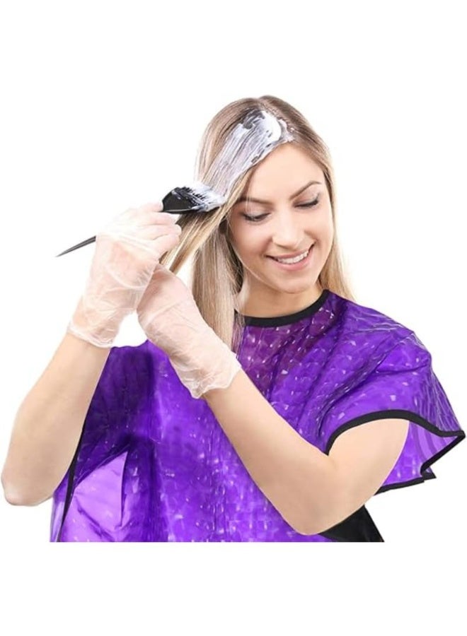 Professional Waterproof Hair Salon Cape, Purple Checkered Stain-Resistant Hairdressing Shawl with Elastic Neckline for Coloring, Cutting, Perming and Styling - Image 4