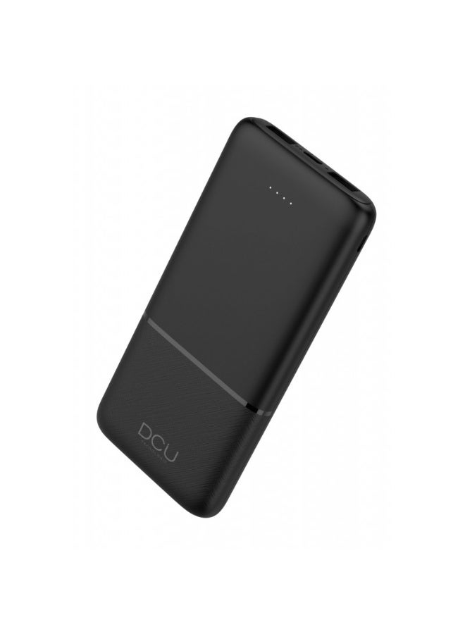 DCU TECNOLOGIC DCU 10000mAh Power Bank, Portable Charger with Triple Output, LED Battery Indicator, USB-C Cable Included, Black - Image 1
