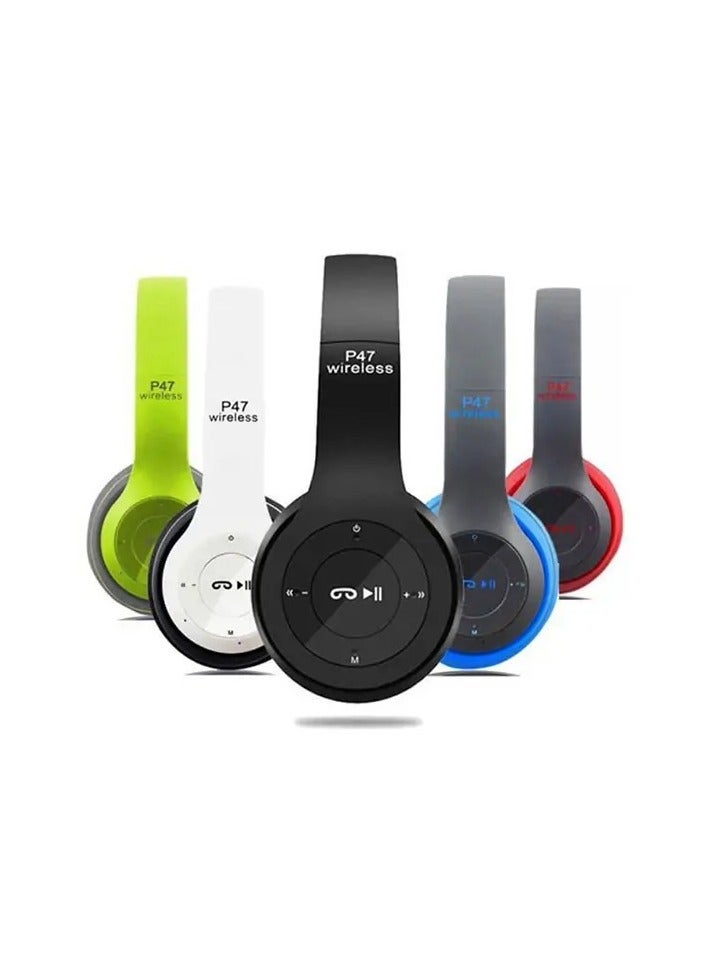 P47 Plus Bluetooth 5.0 Wireless Headphones with Mic, Noise Reduction & Foldable Design – Black - Image 3