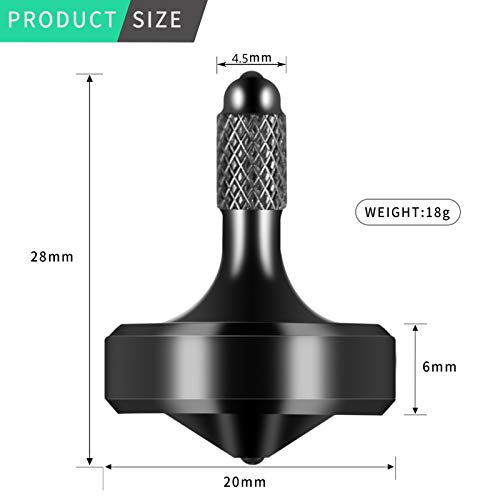CHEETOP Exquisite Metal Spinning Top Nicely Machined Stainless Steel Fidget Desk Toy Perfect Balance Spin Time for Over 7 Mins Waste Time Efficiently Easy to Work Small Diameter 20mm Black - Image 5