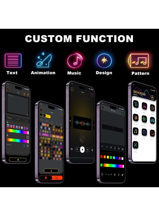 Looklight Eyes Car LED, Eyes for Car LED Display Programmable, Neon Sign Personalised, LED Sign, Interior Lighting Bluetooth USB for Truck, Text, Graffiti, Smart App (37.4 x 9.2 cm) - Image 2