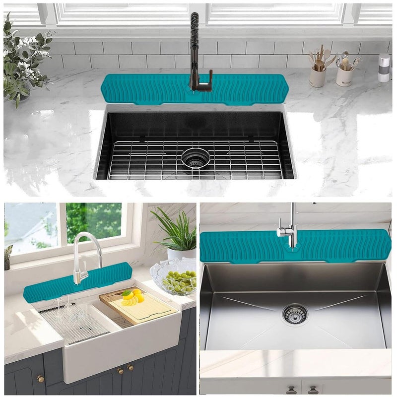 EORROE 30 Inch Sink Splash Guard, Large Size Kitchen Sink Splash Guard, Longer Silicone Faucet Handle Drip Catcher Tray for Kitchen Countertop, Bathroom, Farmhouse (Black) - Image 3