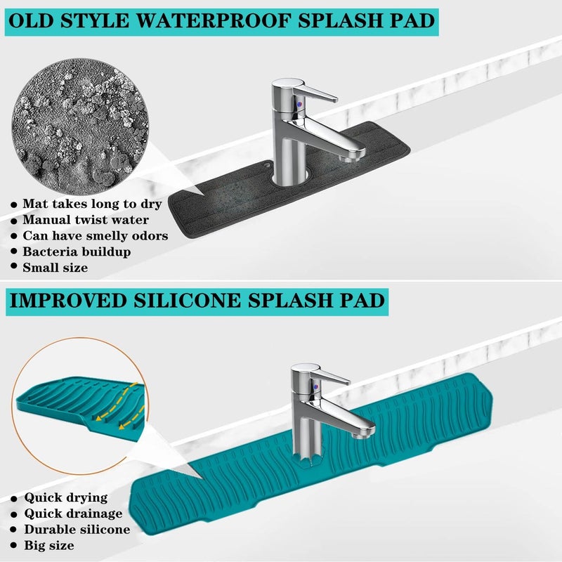 EORROE 30 Inch Sink Splash Guard, Large Size Kitchen Sink Splash Guard, Longer Silicone Faucet Handle Drip Catcher Tray for Kitchen Countertop, Bathroom, Farmhouse (Black) - Image 5