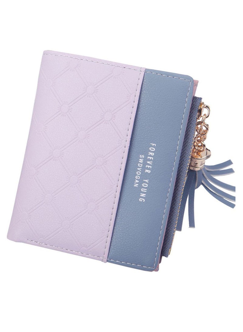 NIBEMINENT Tassel Heart Pendant Bifold Wallet Purple/Blue  - Image 2