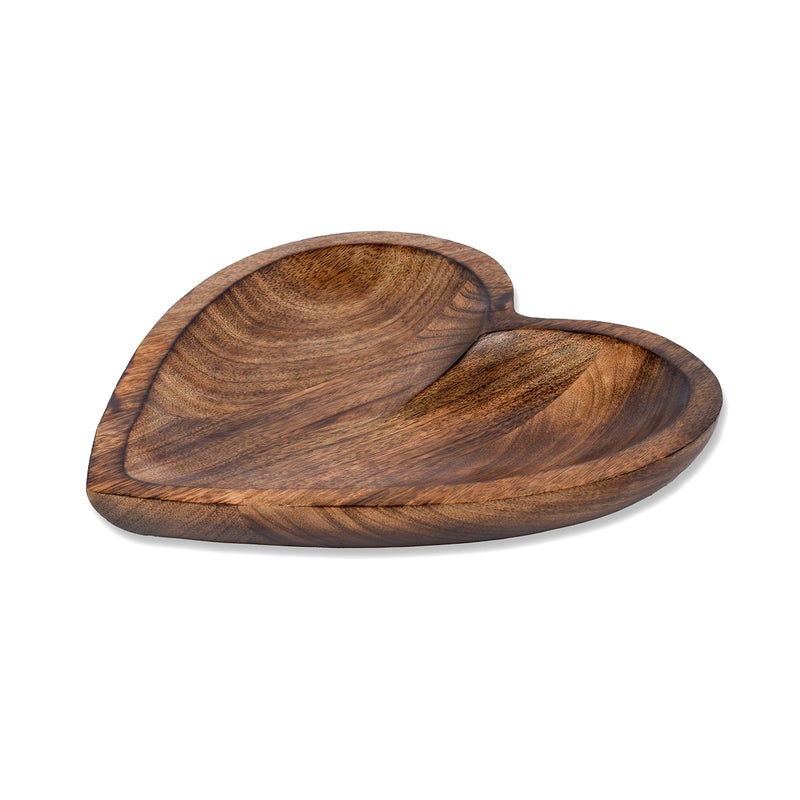 EDHAS Mango Wood Heart Curved Shaped Decorative Bowl for Table Centerpieces Home Party Wedding Dcor 10 x 10 x 15