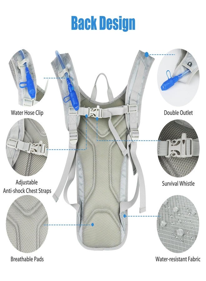 Zavothy Lightweight Hydration Backpack with 2L Water Bladder Water Backpack Hydration Pack for Cycling Running Biking Hiking Backpack Sliver - Image 3
