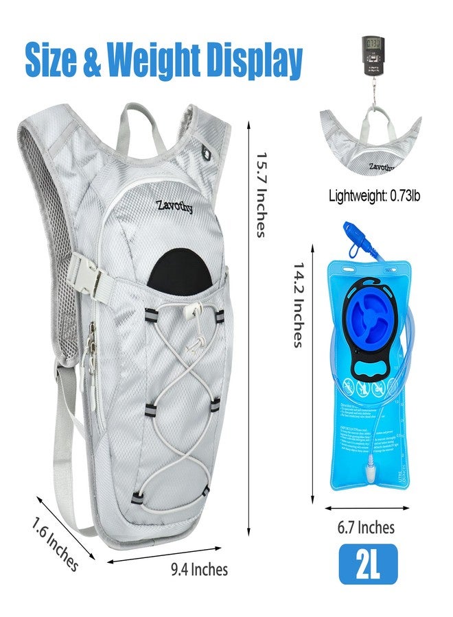 Zavothy Lightweight Hydration Backpack with 2L Water Bladder Water Backpack Hydration Pack for Cycling Running Biking Hiking Backpack Sliver - Image 2