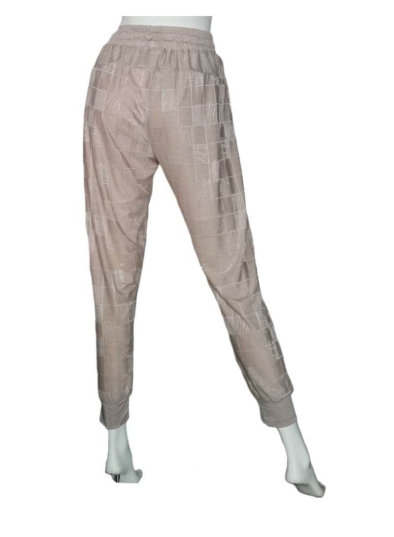 Sana'a Kayum Champagne Jacquard Textured Track Pants - Image 2