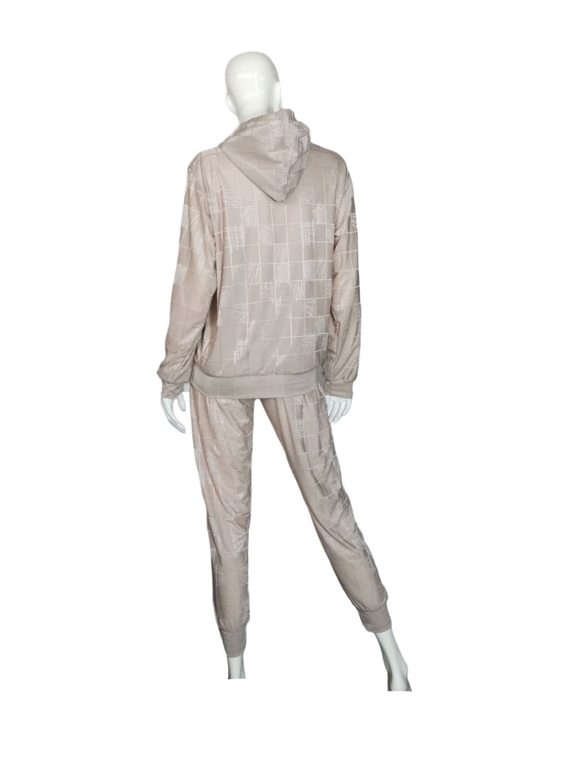 Sana'a Kayum Champagne Jacquard Textured Track Pants - Image 4