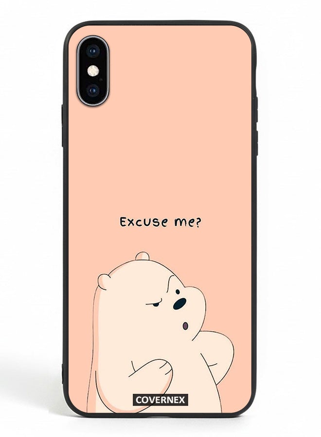Covernex Apple iPhone X Protective Case Cover Printed Featuring Ice Bear Illustration Excuse Me - Image 2