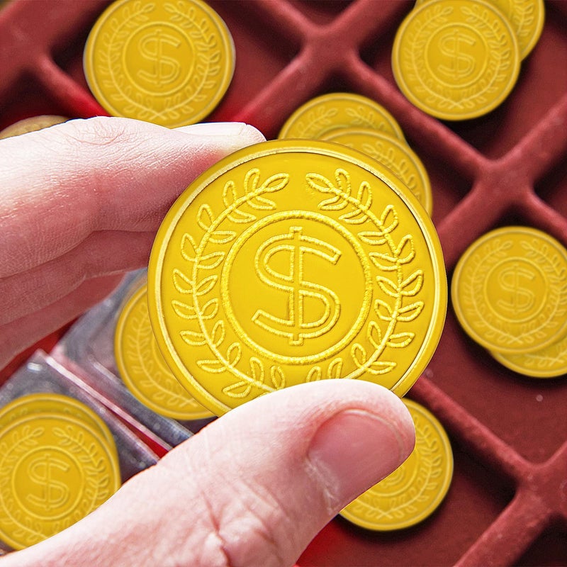 100 عدد العملات الذهبية البلاستيكية مجموعة القراصنة الكنز الذهب لعب العملات المعدنية للأطفال حزب موضوع الدعائم الزينة محظوظ رسم ألعاب البحث عن الكنز - Image 4