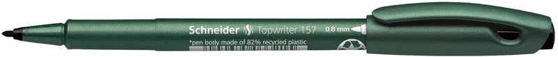 Schneider Topwriter 157 Fiber Tip Pen, 0.8 mm, Green Barrel, Black Ink, Box of 10 Pens (115701) - Image 5