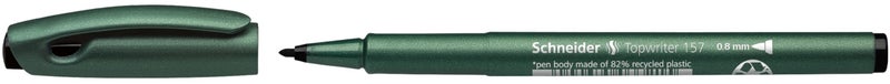 Schneider Topwriter 157 Fiber Tip Pen, 0.8 mm, Green Barrel, Black Ink, Box of 10 Pens (115701) - Image 3