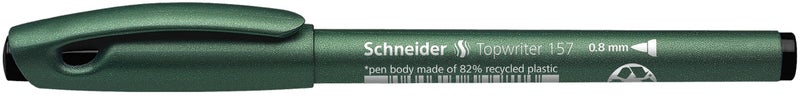 Schneider Topwriter 157 Fiber Tip Pen, 0.8 mm, Green Barrel, Black Ink, Box of 10 Pens (115701) - Image 2