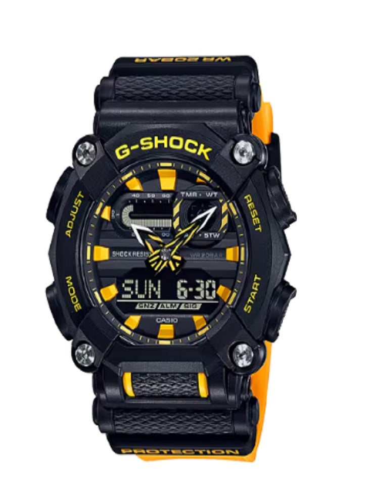 Casio G-Shock GA-900A-1A9DR: أسود وأصفر للخدمة الشاقة