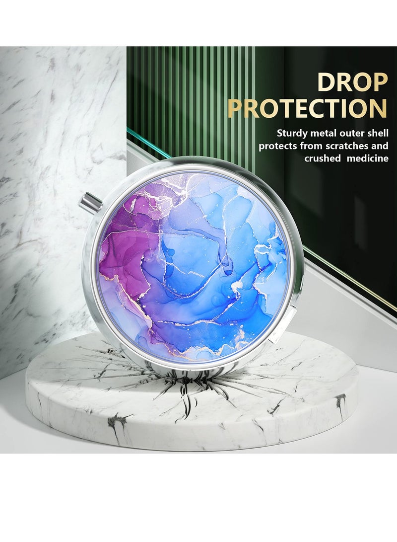 SYOSI Pill Organizer Pill Box Portable and Compact Medicine Organizer for Purse and Pocket Waterproof Seal Pill Container Holder to Hold Vitamins Medication Fish Oil and Supplements Blue Marble - Image 3