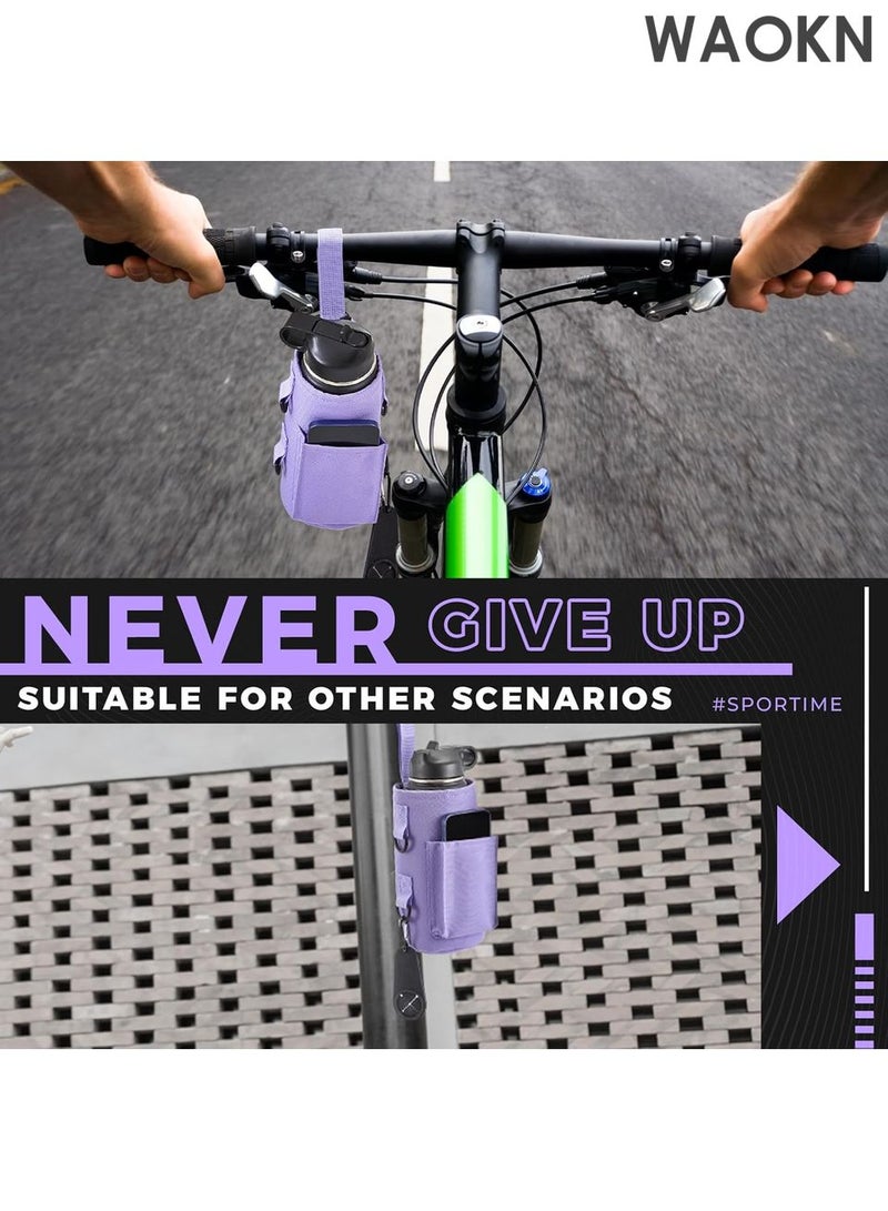 WAOKN Magnetic Water Bottle Holder Gym Water Bottle Carrier Bag with Phone Pocket Water Bottle Pouch Sleeve with Silicone Towel Buckle and Sling for Men Women Gym Accessories Organizer for Gym, Travel-Equipped with 6 magnets and silicone buckle（Purple） - Image 5