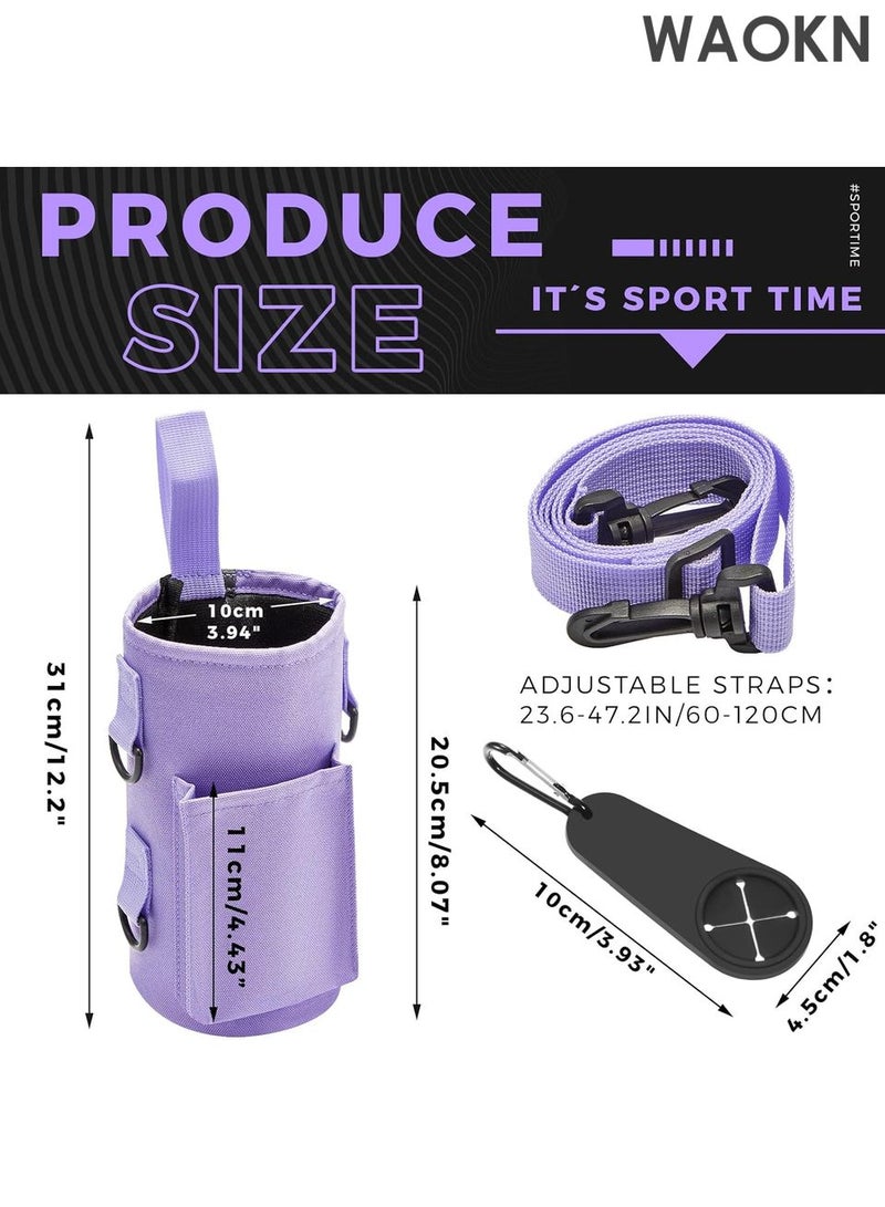 WAOKN Magnetic Water Bottle Holder Gym Water Bottle Carrier Bag with Phone Pocket Water Bottle Pouch Sleeve with Silicone Towel Buckle and Sling for Men Women Gym Accessories Organizer for Gym, Travel-Equipped with 6 magnets and silicone buckle（Purple） - Image 2