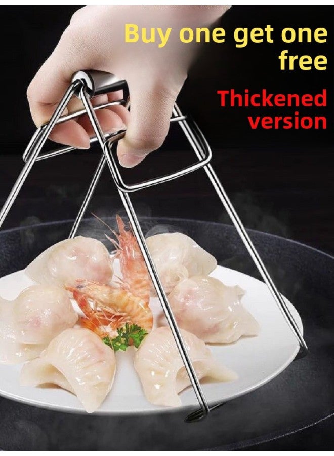 Kitchen Clip Bowl Clip Anti-scalding Stainless Steel Clip Food Clip Artifact Bowl Clip Dish Clip Non-slip Chuck-Color:Nordic Powder - Plate Clamp + Bowl Clamp + Insulation Pad + Anti-scalding Gloves [set Of Four]  - Image 2